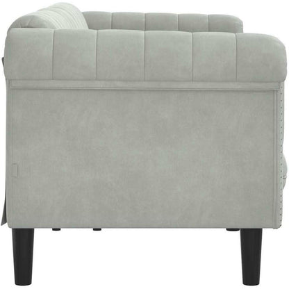 3-Sitzer Sofa Hellgrau Samt – Moderner Akzentstuhl mit Kissen