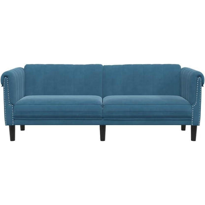 3-Sitzer Sofa Blau Samt – Schlafsofa mit Memory Schaum