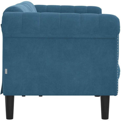 3-Sitzer Sofa Blau Samt – Schlafsofa mit Memory Schaum