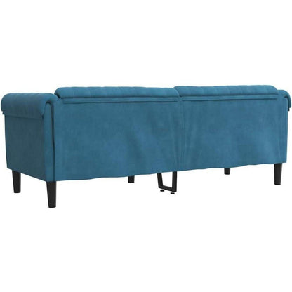3-Sitzer Sofa Blau Samt – Schlafsofa mit Memory Schaum