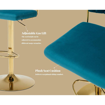 Barhocker Set 4er – Drehbar, Höhenverstellbar, Samt Teal