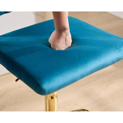 Barhocker Set 4er – Drehbar, Höhenverstellbar, Samt Teal