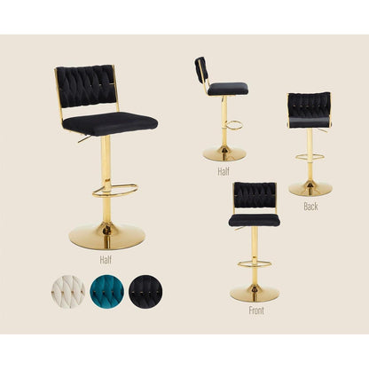 Barhocker Set 4er – Drehbar, Höhenverstellbar, Samt & Geflochten