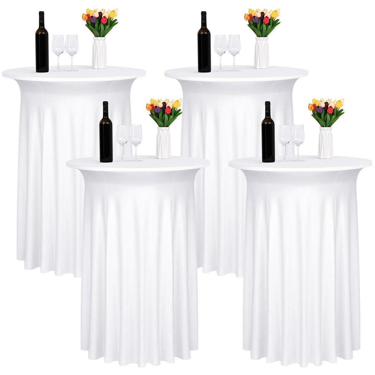 Weißer Spandex Cocktail Tischrock 4er-Set (110x80cm)