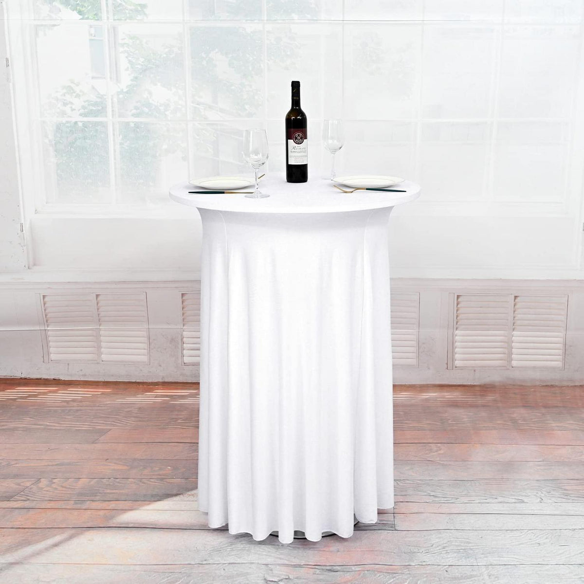Weißer Spandex Cocktail Tischrock 4er-Set (110x80cm)