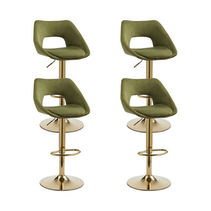 360° Drehbarer Barhocker 2er Set, Samt, Grün
