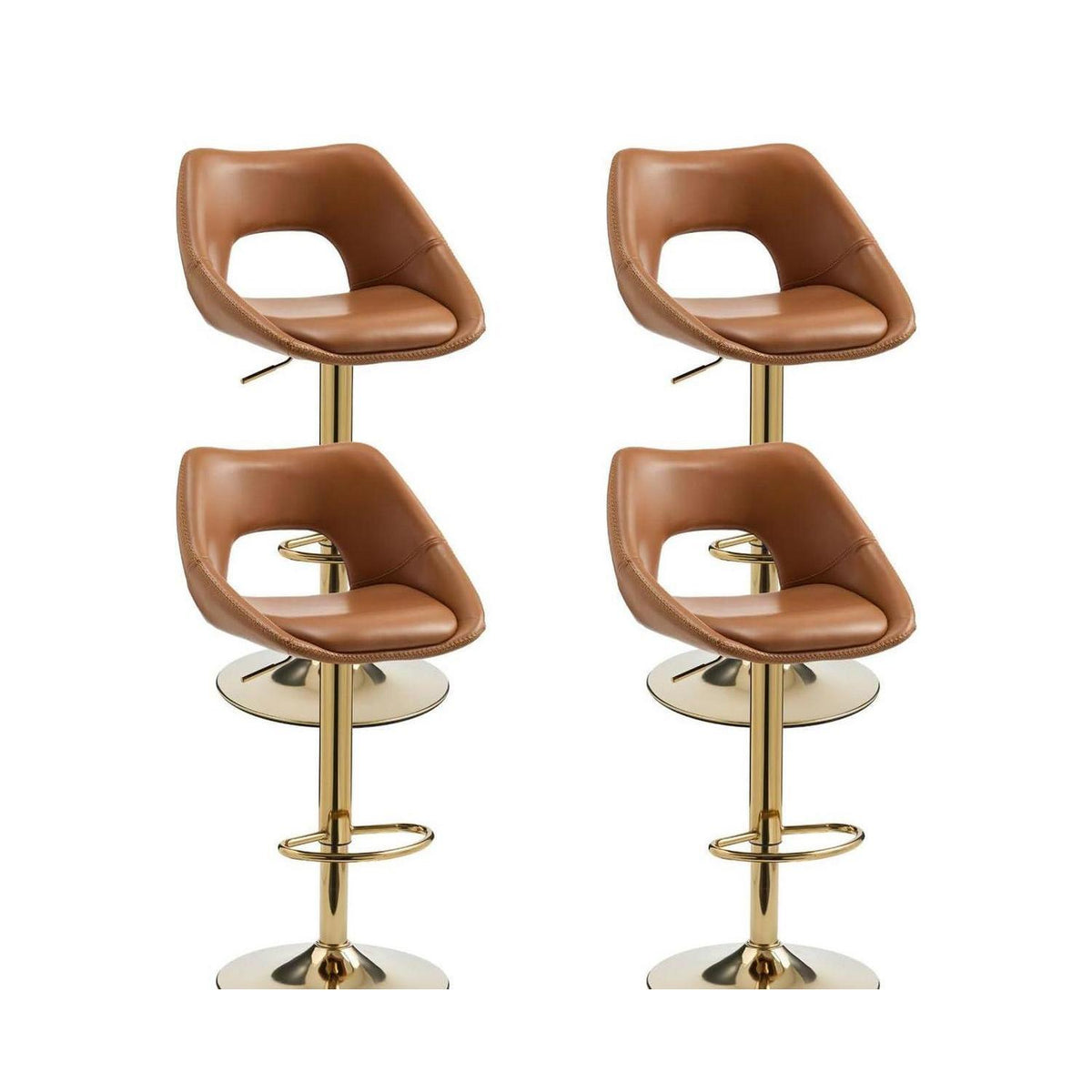 360° Drehbarer Barhocker 4er Set, Hellbraun