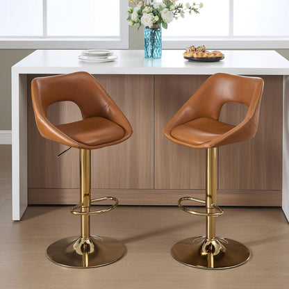 360° Drehbarer Barhocker 4er Set, Hellbraun