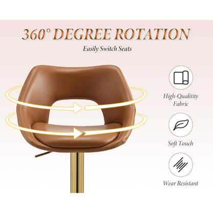 360° Drehbarer Barhocker 4er Set, Hellbraun