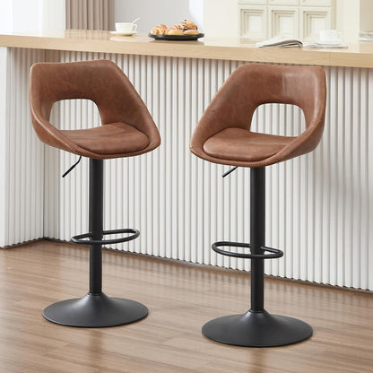 360° Drehbarer Barhocker 4er Set, Höhenverstellbar Braun