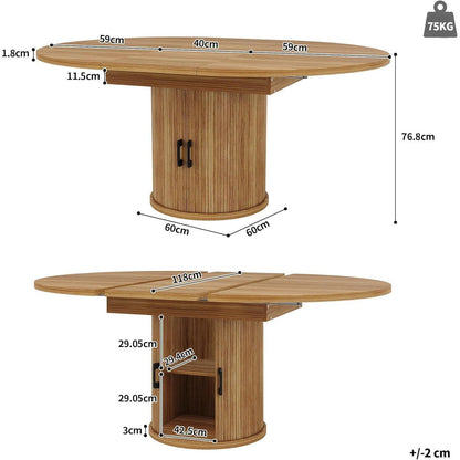 Ausziehbarer Esstisch Walnuss – 118-158 cm, flexibel & mit Stauraum