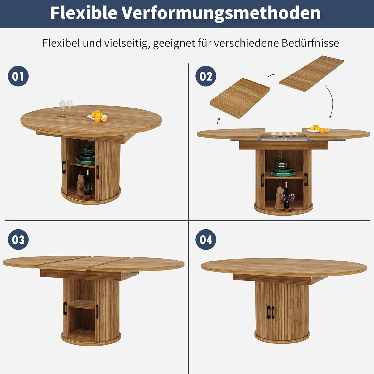Ausziehbarer Esstisch Walnuss – 118-158 cm, flexibel & mit Stauraum