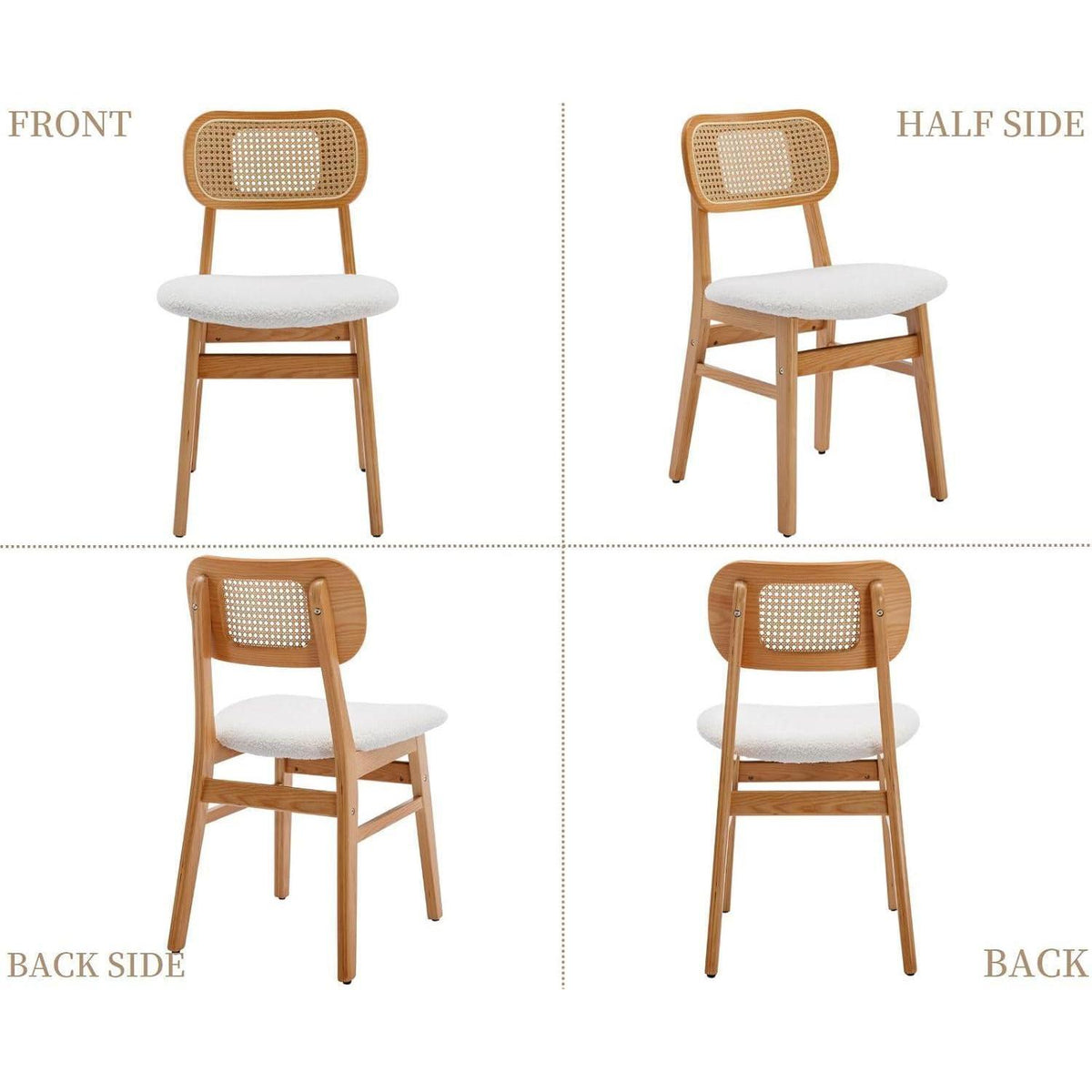 Esszimmerstühle 4er Set Kunstfell Rattan Beige