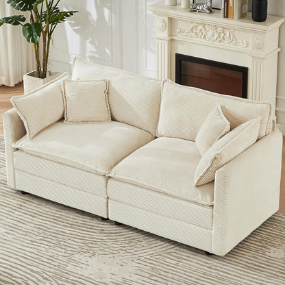 JIEXI Ecksofa mit Schlaffunktion – Beige Cord, Modern & Modular