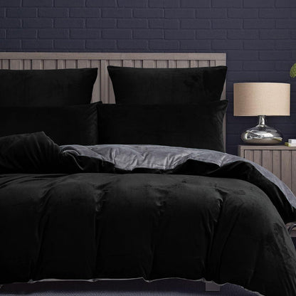 Winter Bettwäsche Set 135x200 Schwarz Flauschig & Warm 4-teilig