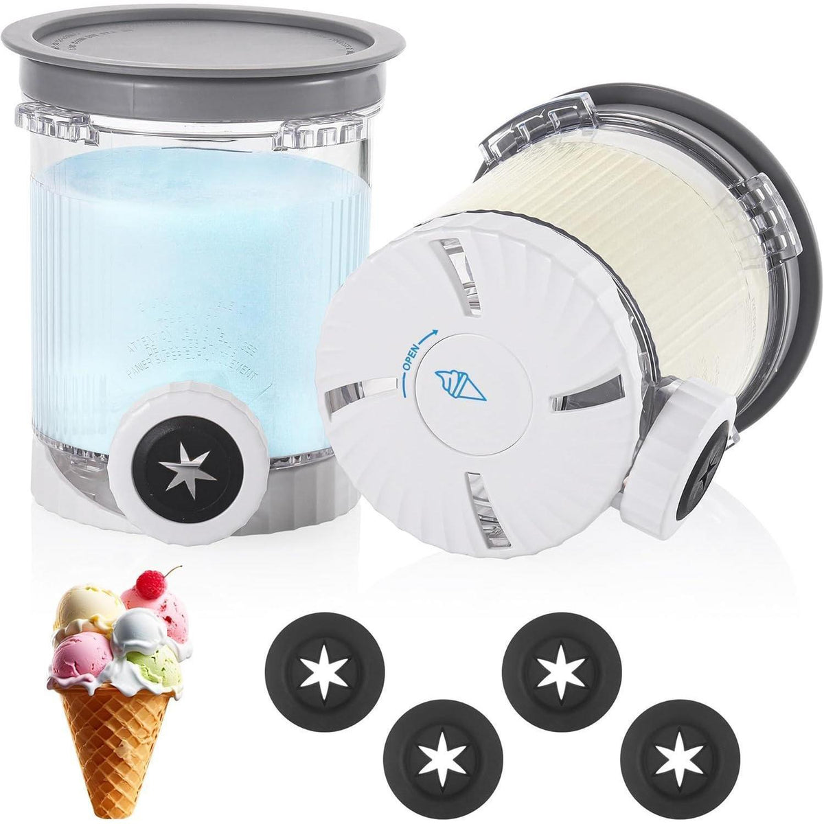 Eisbehälter für Ninja Creami Swirl 2er-Set 480ml mit Deckel