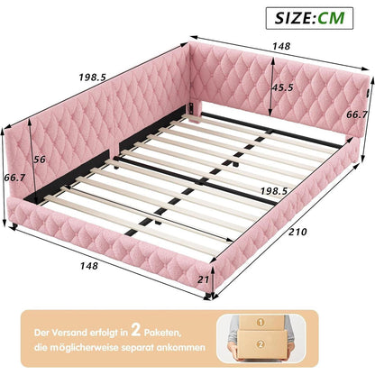 Ausziehbares Schlafsofa 90/180 x 200 cm Rosa mit Lattenrost