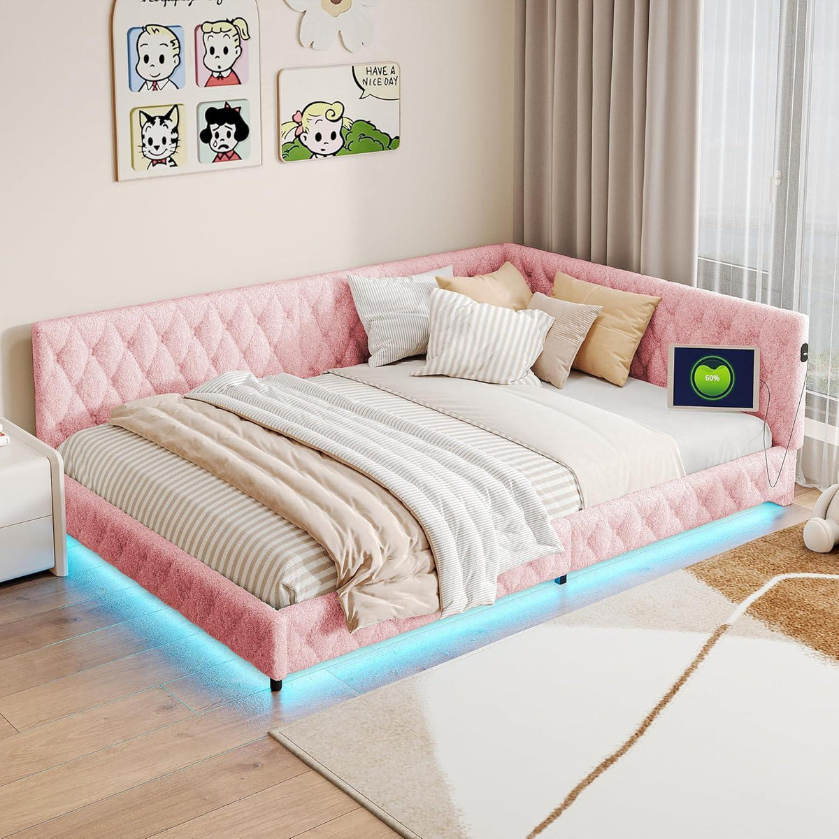 Ausziehbares Schlafsofa 90/180 x 200 cm Rosa mit Lattenrost