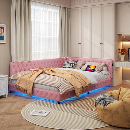 Ausziehbares Schlafsofa 90/180 x 200 cm Rosa mit Lattenrost