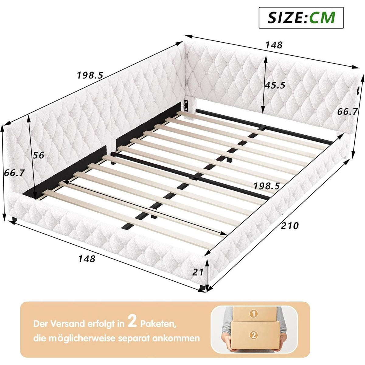 Ausziehbares Schlafsofa 90/180 x 200 cm mit Lattenrost