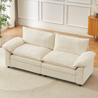JIEXI Ecksofa mit Schlaffunktion – Beige Chenille-Stoff