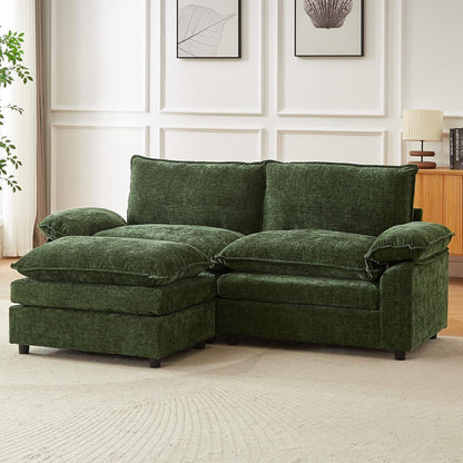JIEXI Ecksofa mit Schlaffunktion, Grün, 2-Sitzer, L-Form