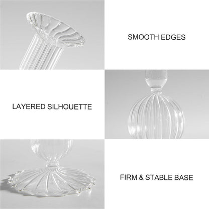 Kerzenständer Set aus Glas, 3-teilig, transparent, europäischer Stil