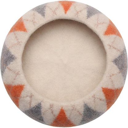Karierte Damen Baskenmütze aus Wolle – Winter Beanie Mütze Orange
