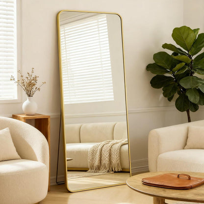 Großer Rechteckiger Standspiegel – HD-Reflexion, Gold 190x85cm