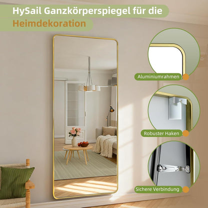 Großer Rechteckiger Standspiegel – HD-Reflexion, Gold 190x85cm