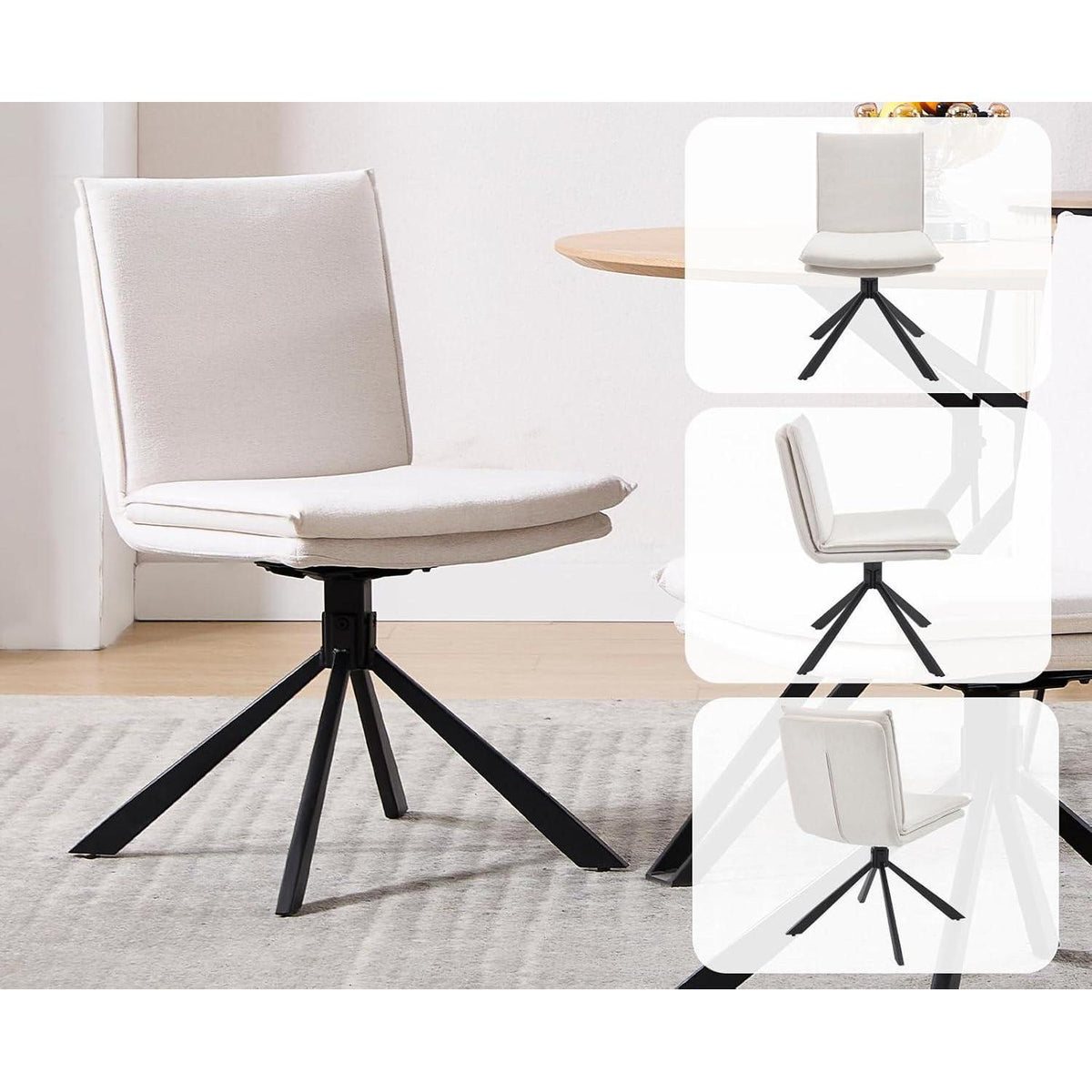 Drehbarer Esszimmerstuhl 2er Set – Weiß, Komfort & Modern