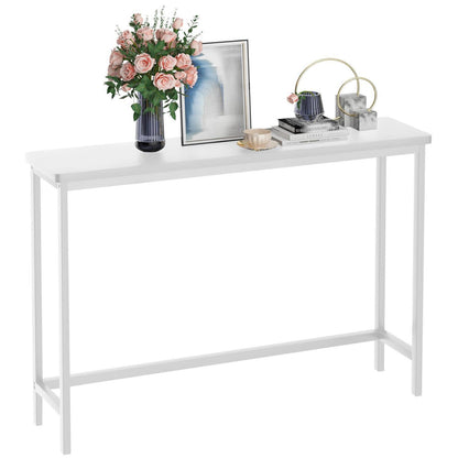 Bambus Konsolentisch Schmal 100cm – Weißer Flurtisch für Wohnzimmer