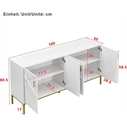 Modernes Sideboard mit 4 Türen & Höhenverstellbaren Regalen (Weiß)