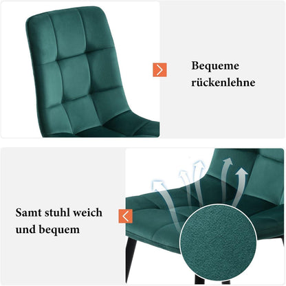 Moderner Esstisch Set (5-teilig) – Marmor & Samt Stühle
