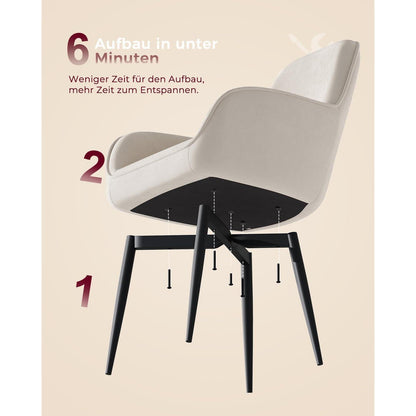 Esszimmerstuhl Set 6er – Bequemer Samt Sessel mit Armlehne