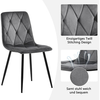 Moderner Esstisch Set (5-teilig) – Marmor & Samt Stühle