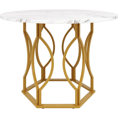 Runder Esstisch Set (5-teilig) | Grüner Samtstuhl | Modern & Elegant