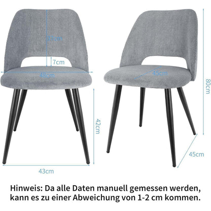 Esszimmerstühle Set 4 Grau, Gepolsterte Samtstühle Modern