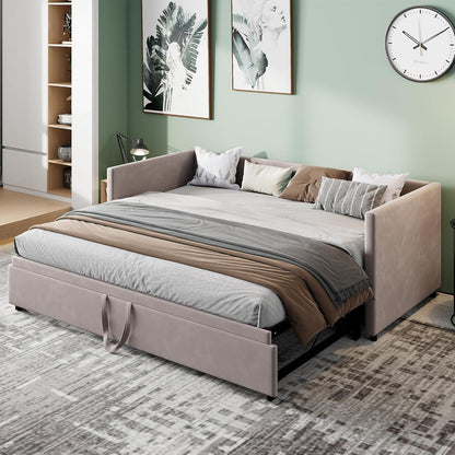 Graues Tagesbett 90x200 ausziehbar 180x200 cm mit Lattenrost