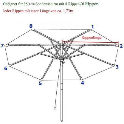 Sonnenschirm Ersatzbezug 350cm Weiß UV80+ 8 Streben