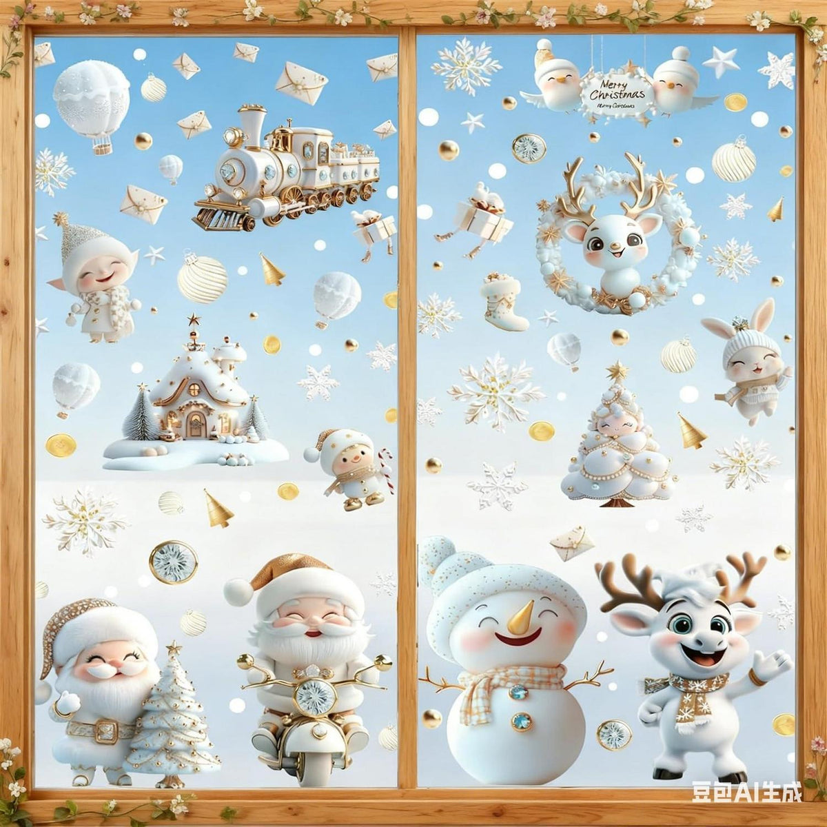 Weihnachts Fensterbilder Selbstklebend – 9 Blatt Deko Aufkleber