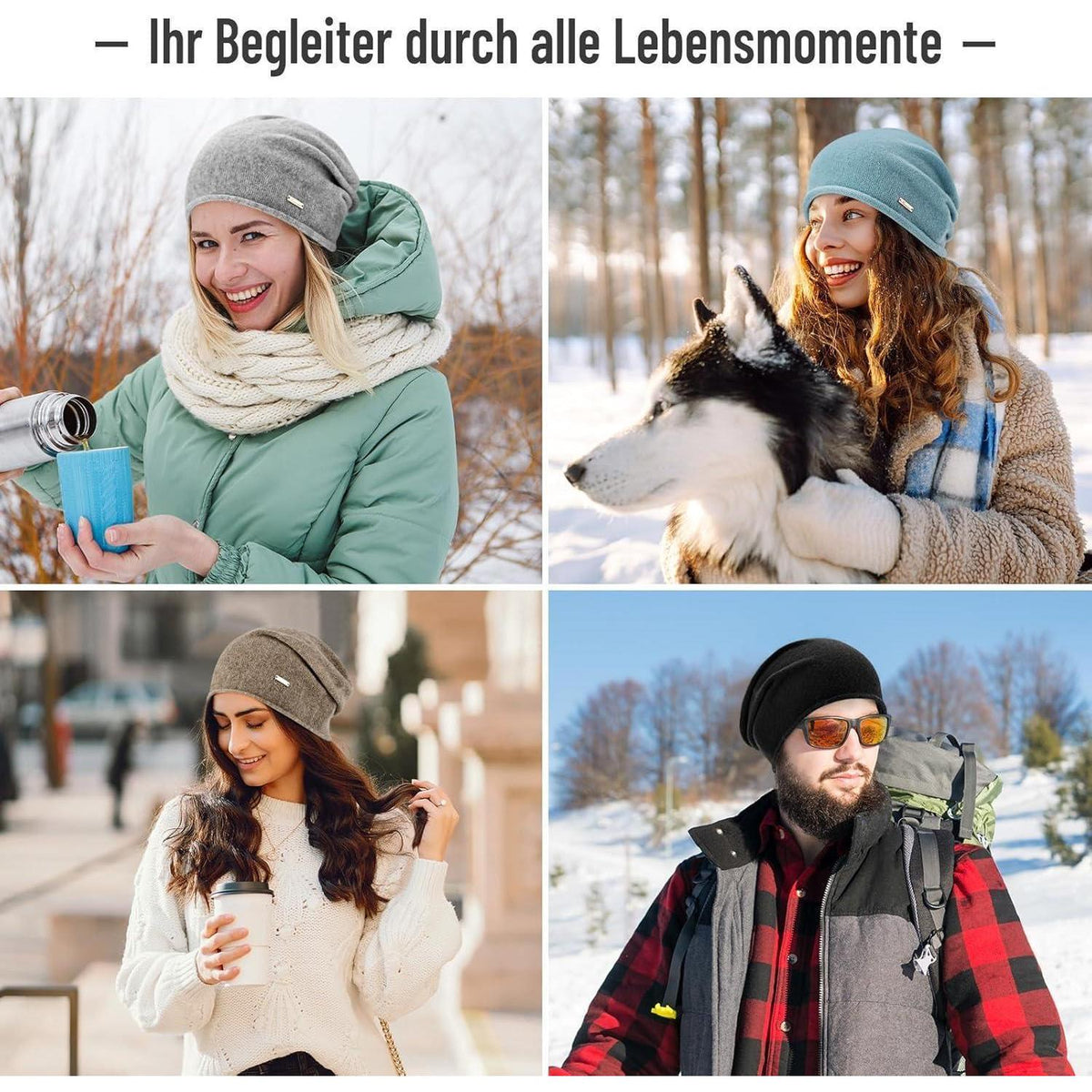 Woll Beanie Mütze Damen Herren - Australische Wolle, Atmungsaktiv