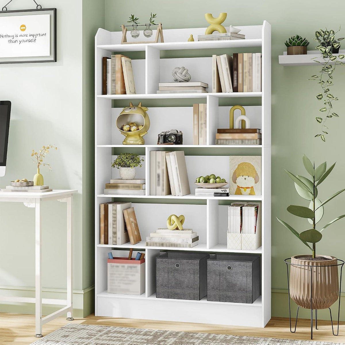 Weißes Bücherregal mit 6 Fächern – 24 x 100 x 170 cm