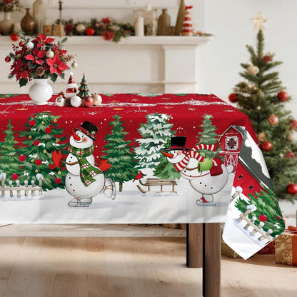 Weihnachtliche Schneemann Tischdecke Rechteckig 140x180 cm