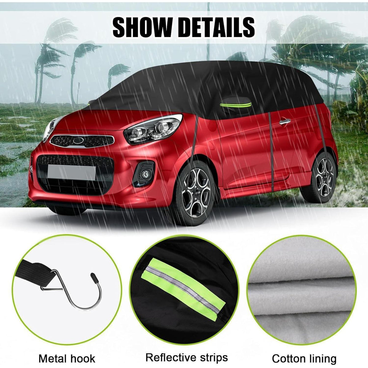 Halbe Autoabdeckung Kia Picanto 2003-2025, Wasserdicht & Winddicht