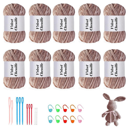 Chenille Wolle 10er Pack (1000g) - Flauschig & Kuschelig zum Häkeln