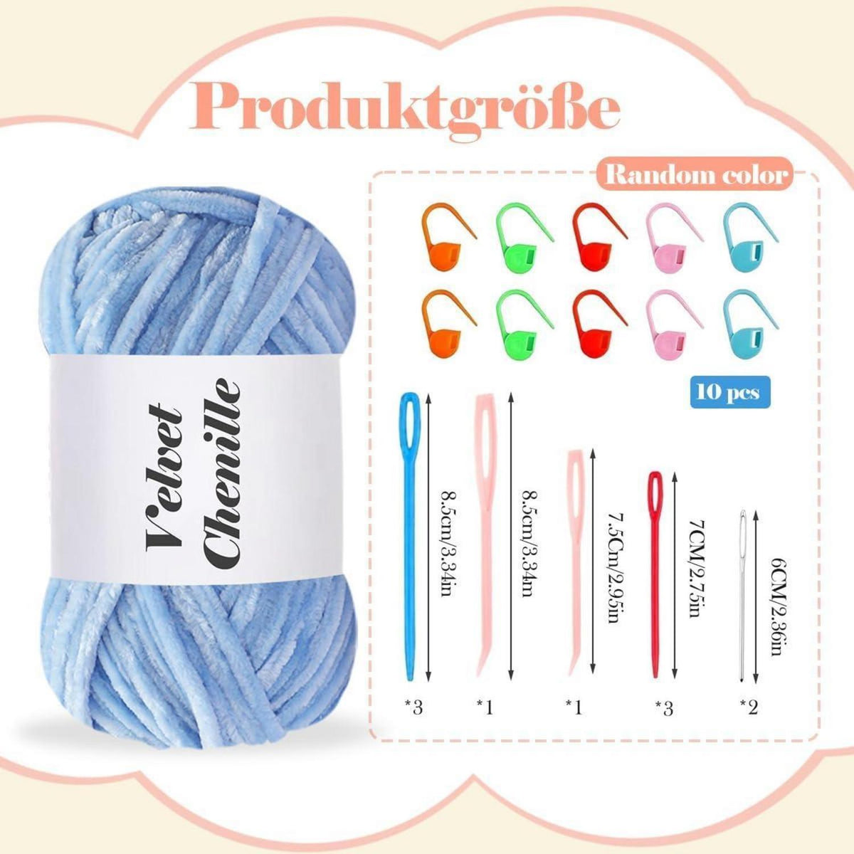 Chenille Wolle 10er Pack (1000g) - Flauschig & Kuschelig zum Häkeln