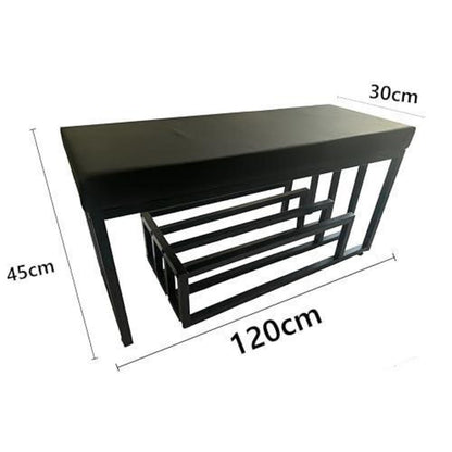 Schuhbank mit Sitzfläche – Schuhregal & Bank Schwarz 120x30x45cm