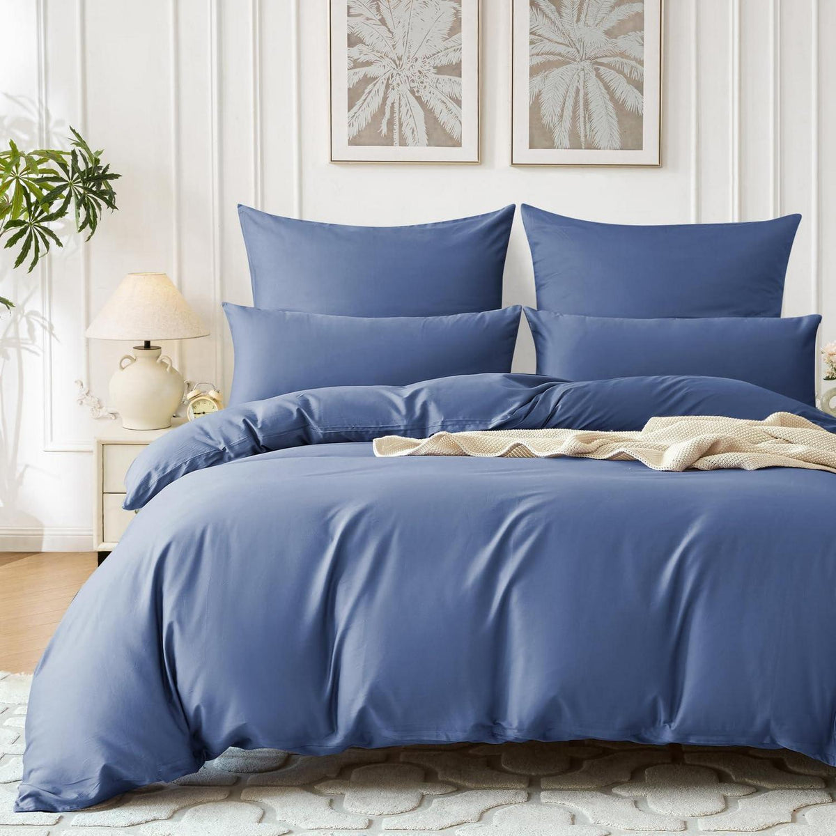 Satin Bettwäsche Set 220x240 Dunkelblau – Kühlend