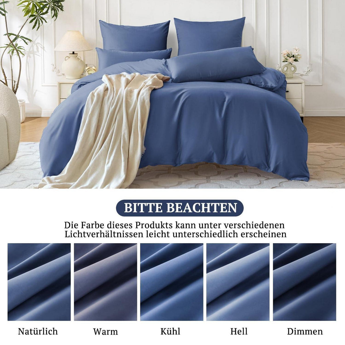 Satin Bettwäsche Set 220x240 Dunkelblau – Kühlend